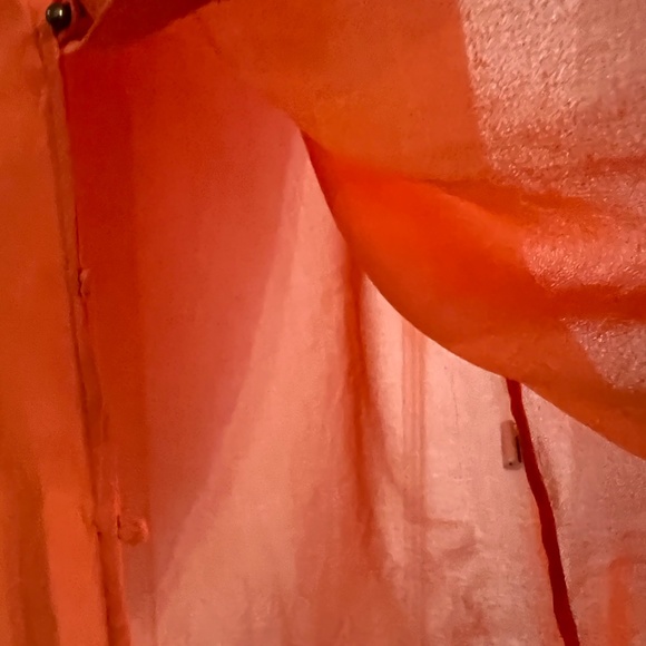 Banana Republic Woman's Size Large/Orange Sheer, Sleeveless Top/Button Front - Picture 4 of 5